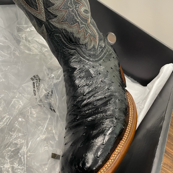Men’s Lucchese premium Black ostrich main image 7